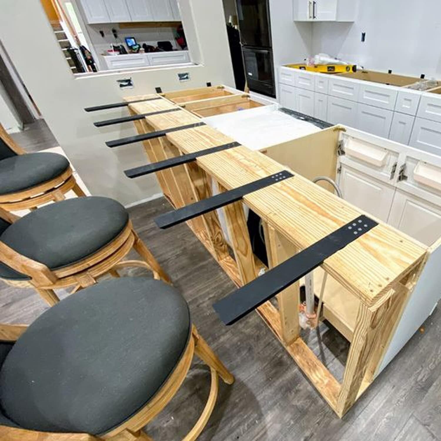 Concealed Heavy Duty Iron Countertop Support Brackets - 3 Pack for Safety