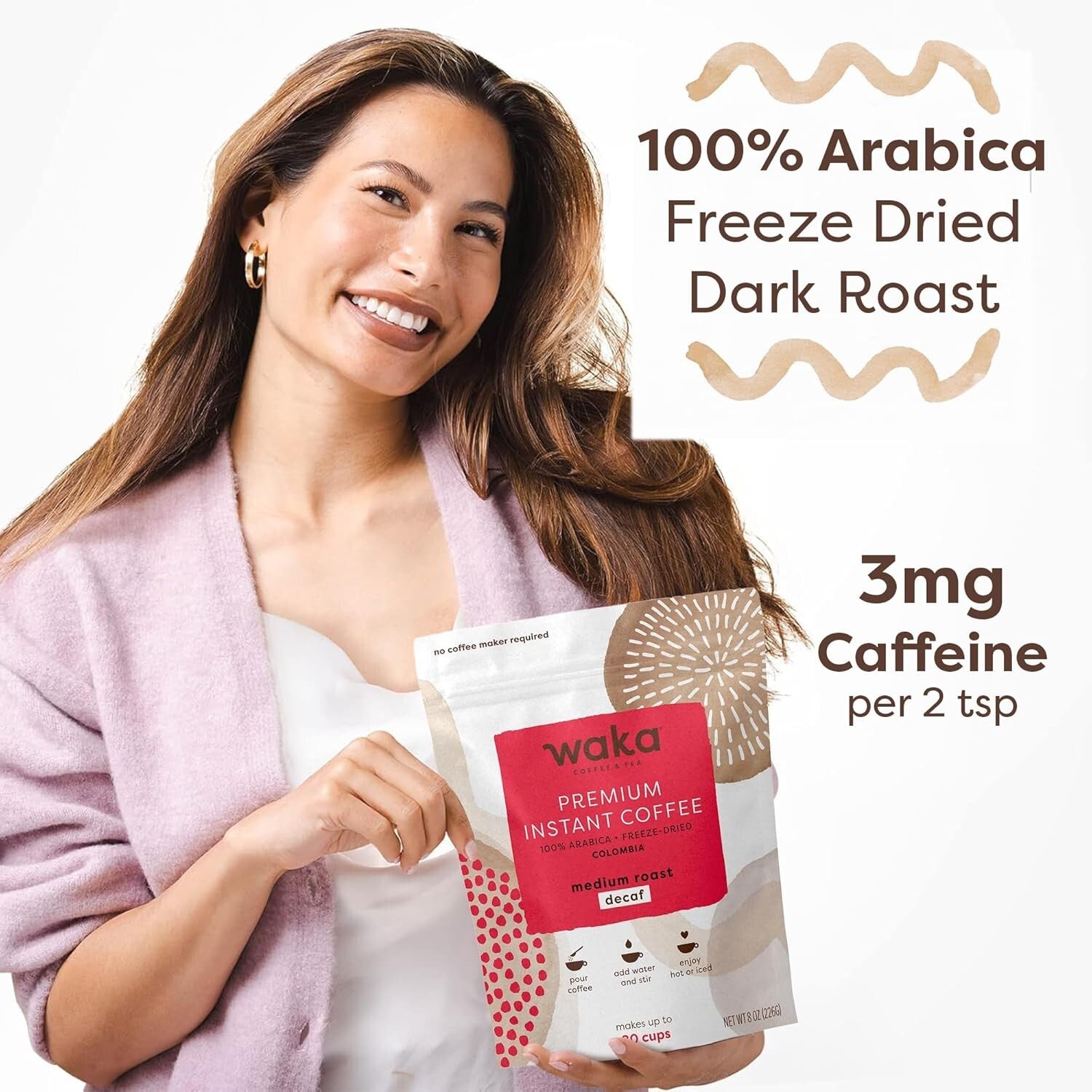 Waka Premium Instant Coffee Pouches - 100% Arabica for Hot & Iced Brewing