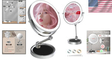 Load image into Gallery viewer, Portable Height Adjustable LED Makeup Mirror - Perfect for Travel &amp; Home Use