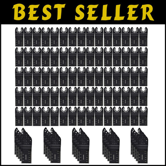 100 High Carbon Oscillating Blades Set with Built-in Length Markers - Wood Use