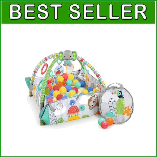 5-in-1 Tropical Green Baby Gym & Ball Pit - Engaging Play Mat for Toddlers