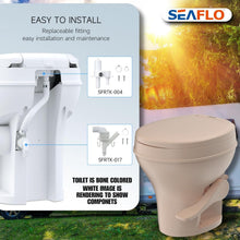 Load image into Gallery viewer, Residential Height RV Toilet, 18.5” Gravity Flush, Soft Close – Parchment Bone