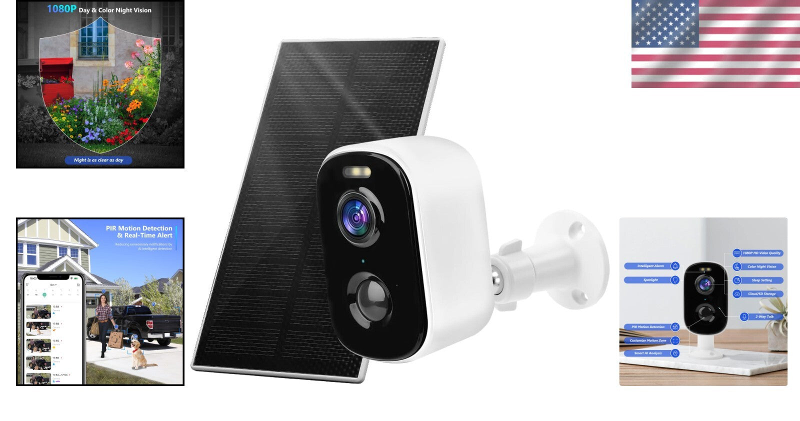 Wireless Outdoor Security Camera: 1080P Night Vision & AI Motion Alerts Included