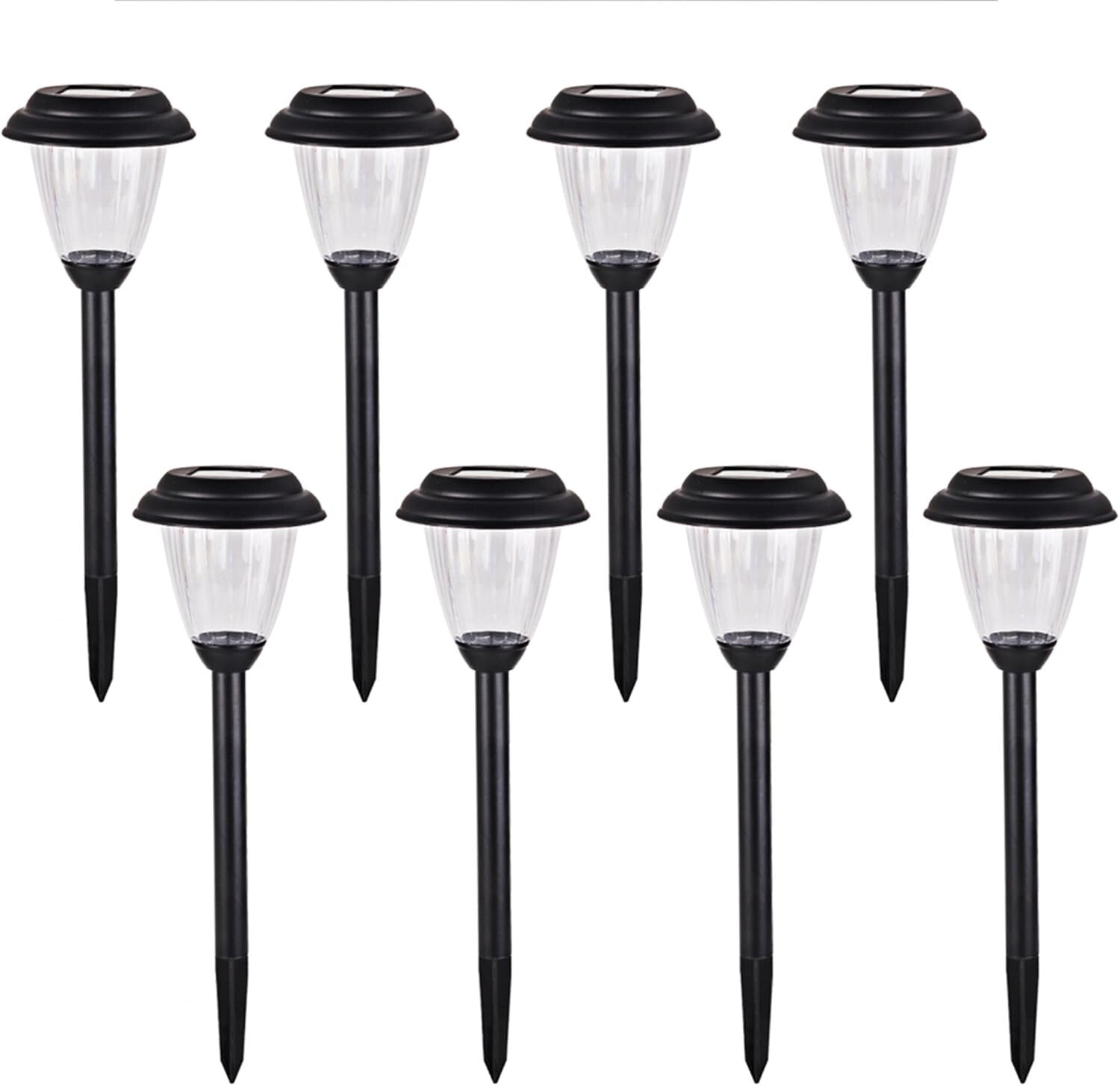 Elegant 8-Pack Solar Outdoor LED Pathway Lights in Matt Black Stainless Steel