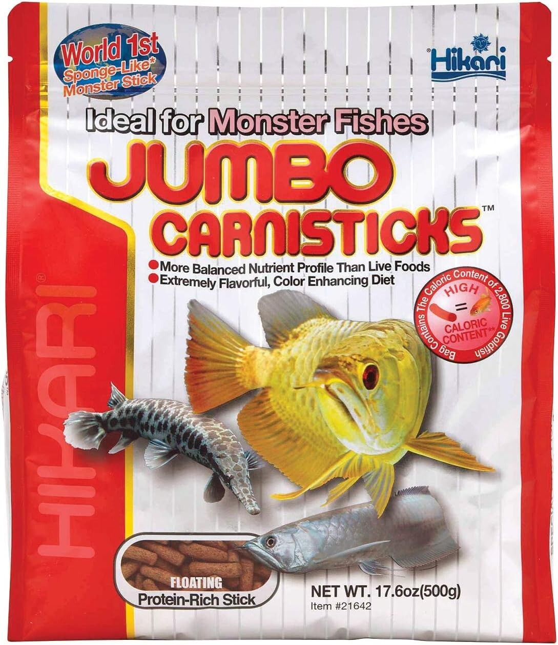 Efficient Feeding with Hikari Jumbo Carnisticks 17.6 oz for Monster Fish Diets