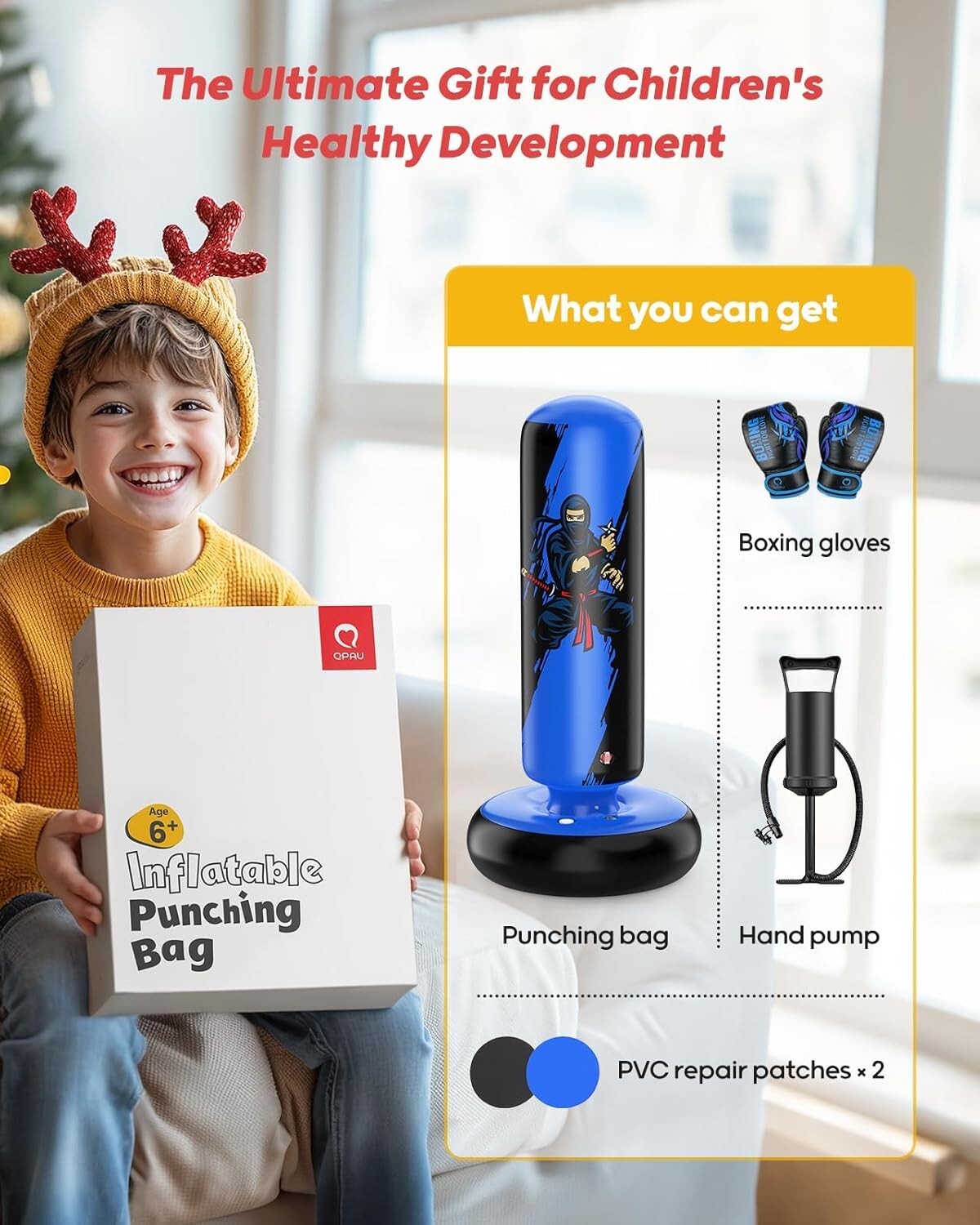 Stable Kids Inflatable Punching Bag with Gloves - Perfect for Martial Arts