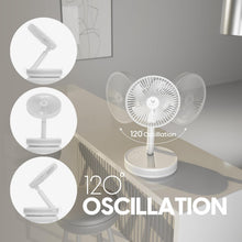 Load image into Gallery viewer, Foldable White Fan with Remote &amp; LED Light - Ideal for Outdoor Adventures
