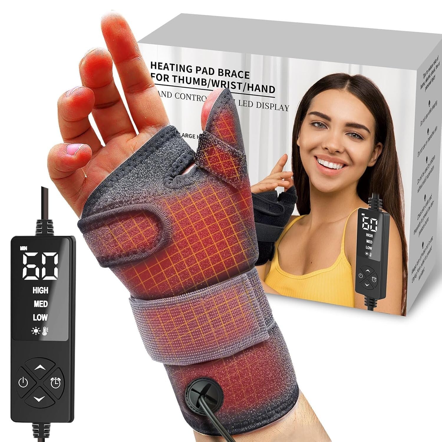 Dual-Sided Heating Pad for Thumb & Wrist - Adjustable Fit for Enhanced Recovery