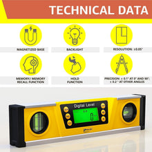 Load image into Gallery viewer, Precision Digital Level - 10-Inch with LCD &amp; 8 Angle Storage for Contractors
