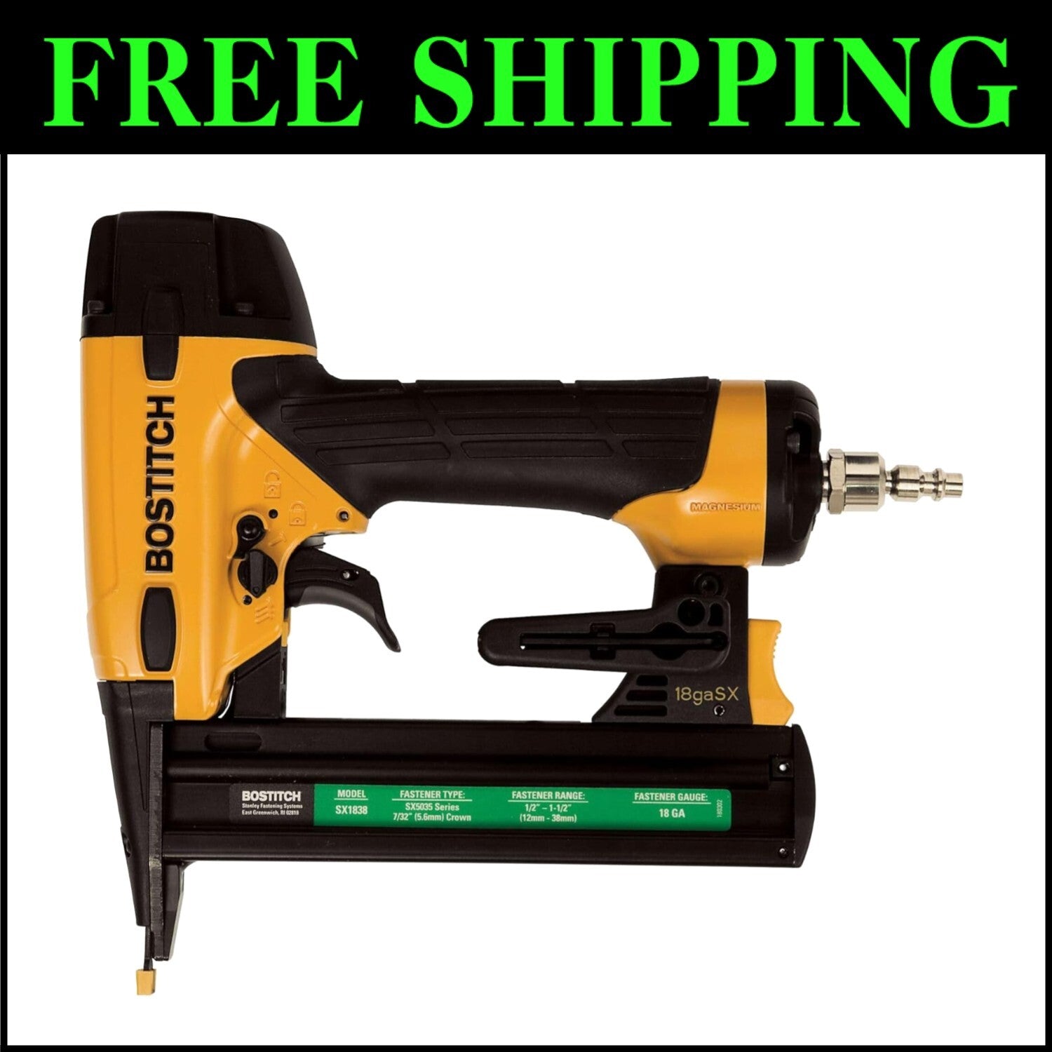 Versatile 18-Gauge Narrow Crown Stapler Kit - Oil-Free & Lightweight Design
