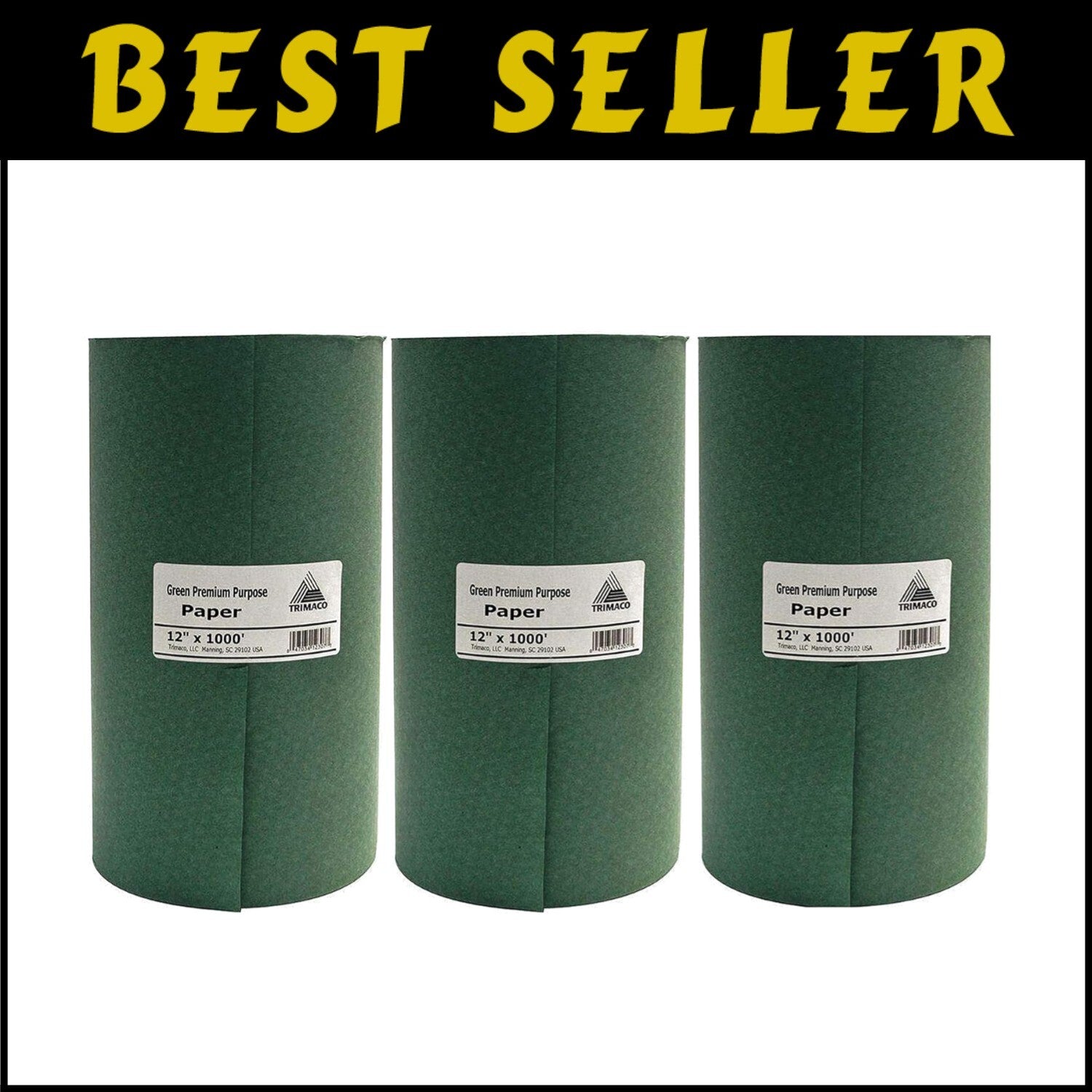 Pro-Grade Green Masking Paper, 3-Roll Set, Perfect for Clean Edges in Painting