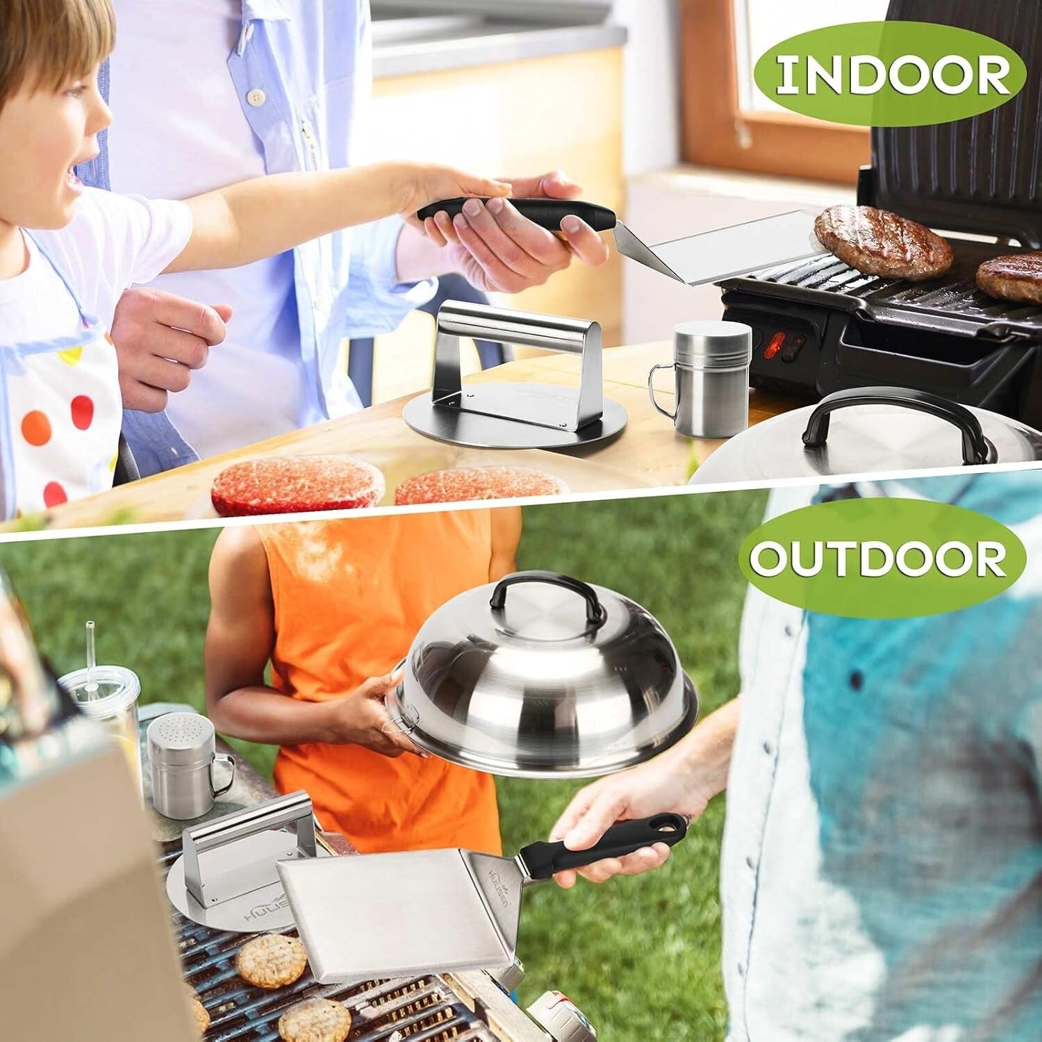 Complete BBQ Accessories Kit with Burger Press, Basting Cover & Spachula