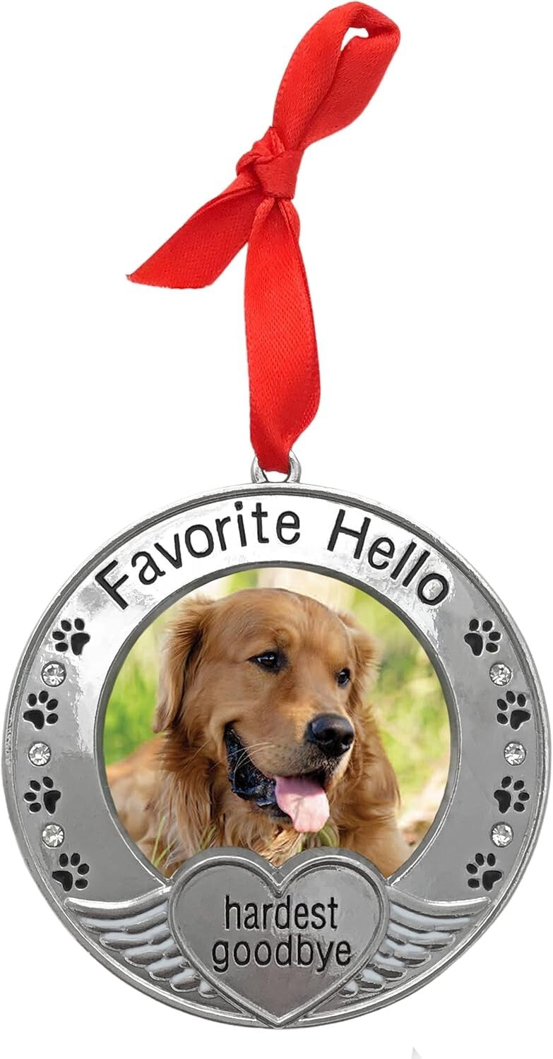 Heartfelt Pet Remembrance Ornaments with Photo Frame - Gift Bag Included