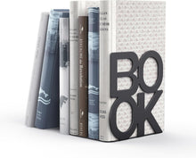 Load image into Gallery viewer, Elegant Black Metal Bookends - Perfect Gift for Book Lovers, 8 Pairs Included