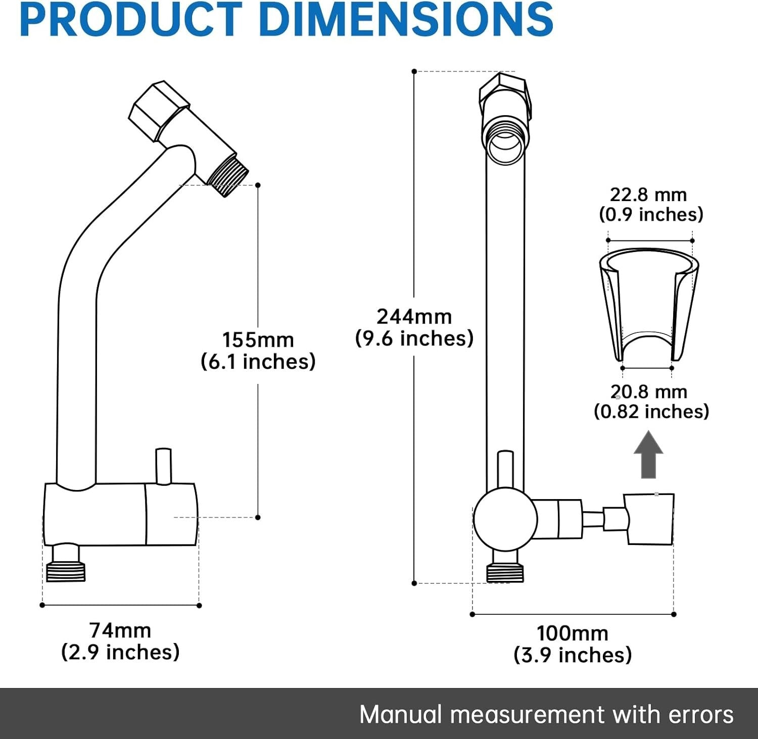 Premium All-Metal Shower Diverter with Low Holder - 4-Setting Universal Chrome