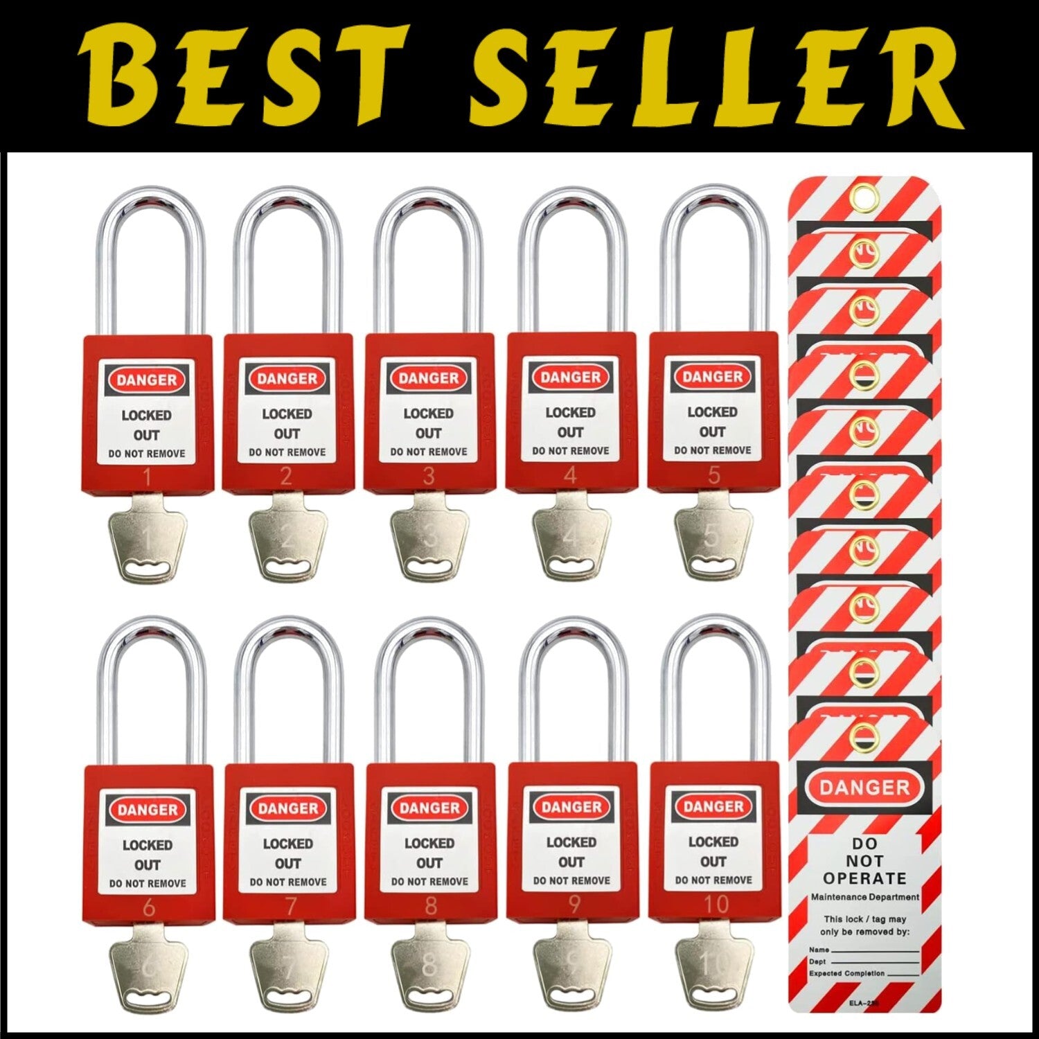 Essential Red Lockout Tagout Locks with 12 Keys - Optimal Safety Guaranteed