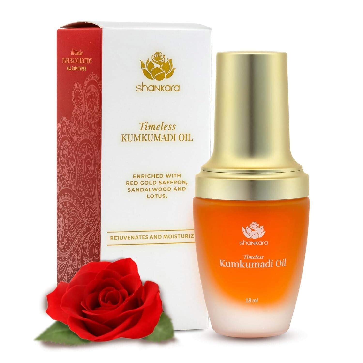 Timeless Kumkumadi Oil with Pure Saffron & Rose Aroma - 18ml Luxury Facial Oil