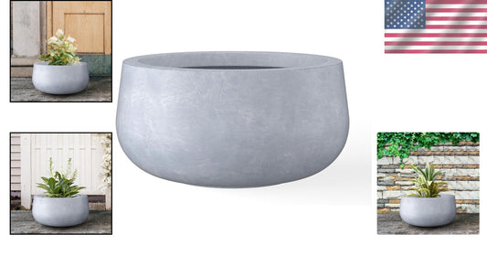 Chic 15.7" Diameter Concrete Plant Pot with Smooth Finish - Perfect for Gardens