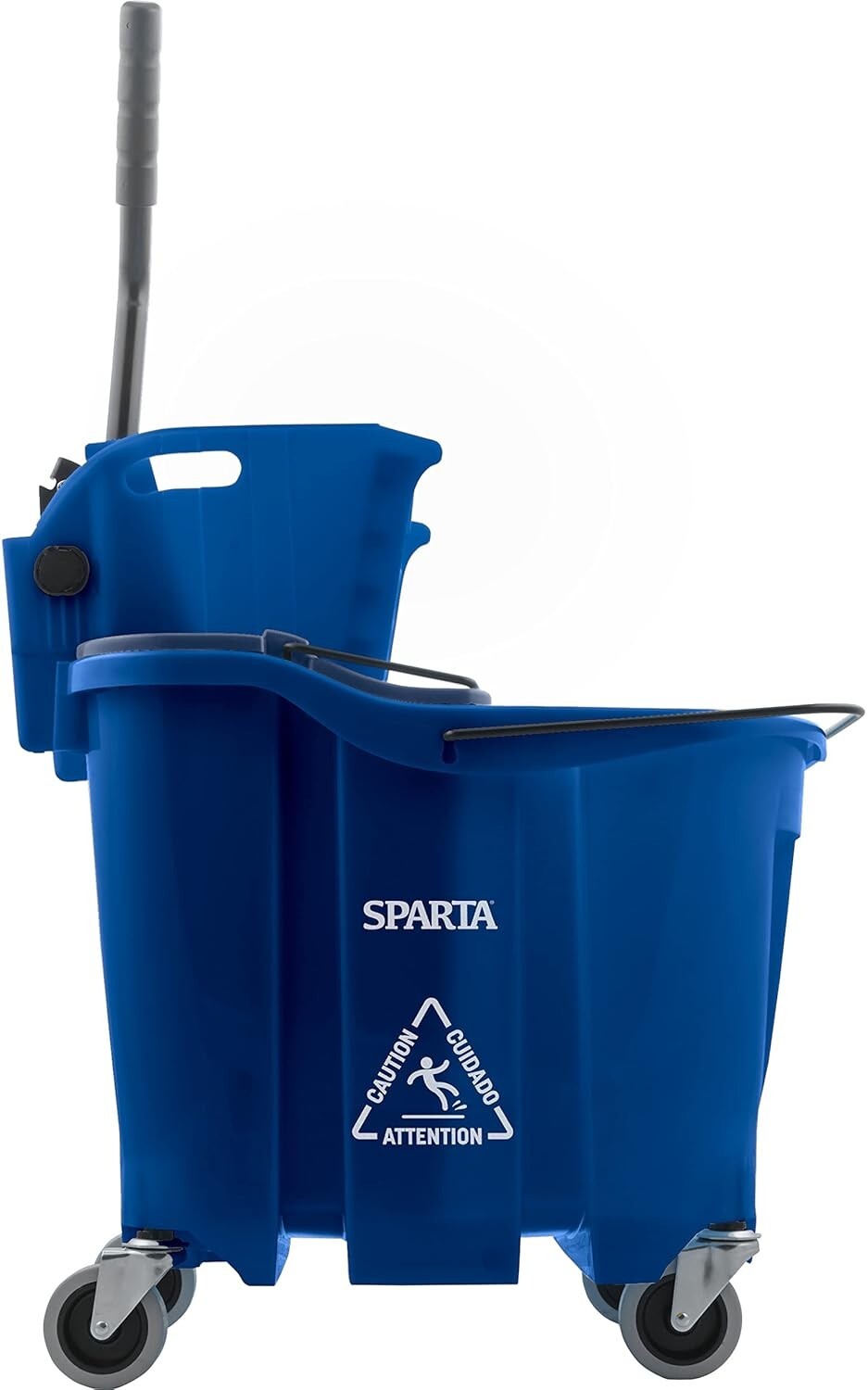 Commercial Mop Bucket with Non-Marking Casters and Side Press Wringer - 35 Quart