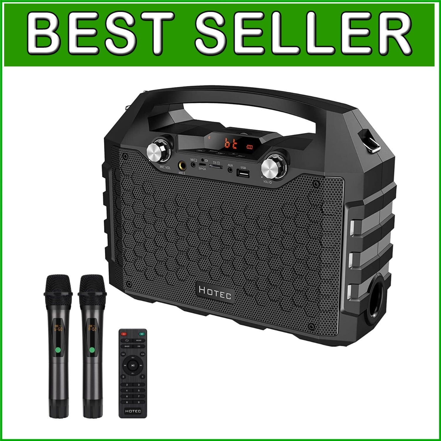 Powerful Bluetooth Karaoke Machine with UHF Mics - Ideal for Parties & Teaching