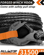 Load image into Gallery viewer, Ultimate 1/2in Synthetic Winch Rope 92ft Kit with Forged Hook for Off-Road Use