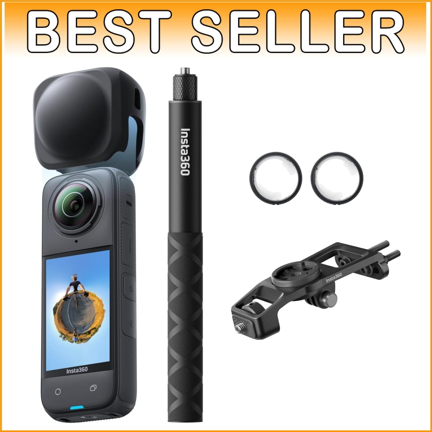 High-Performance 8K 360 Action Camera with AI Editing - Ultimate Cycling Bundle
