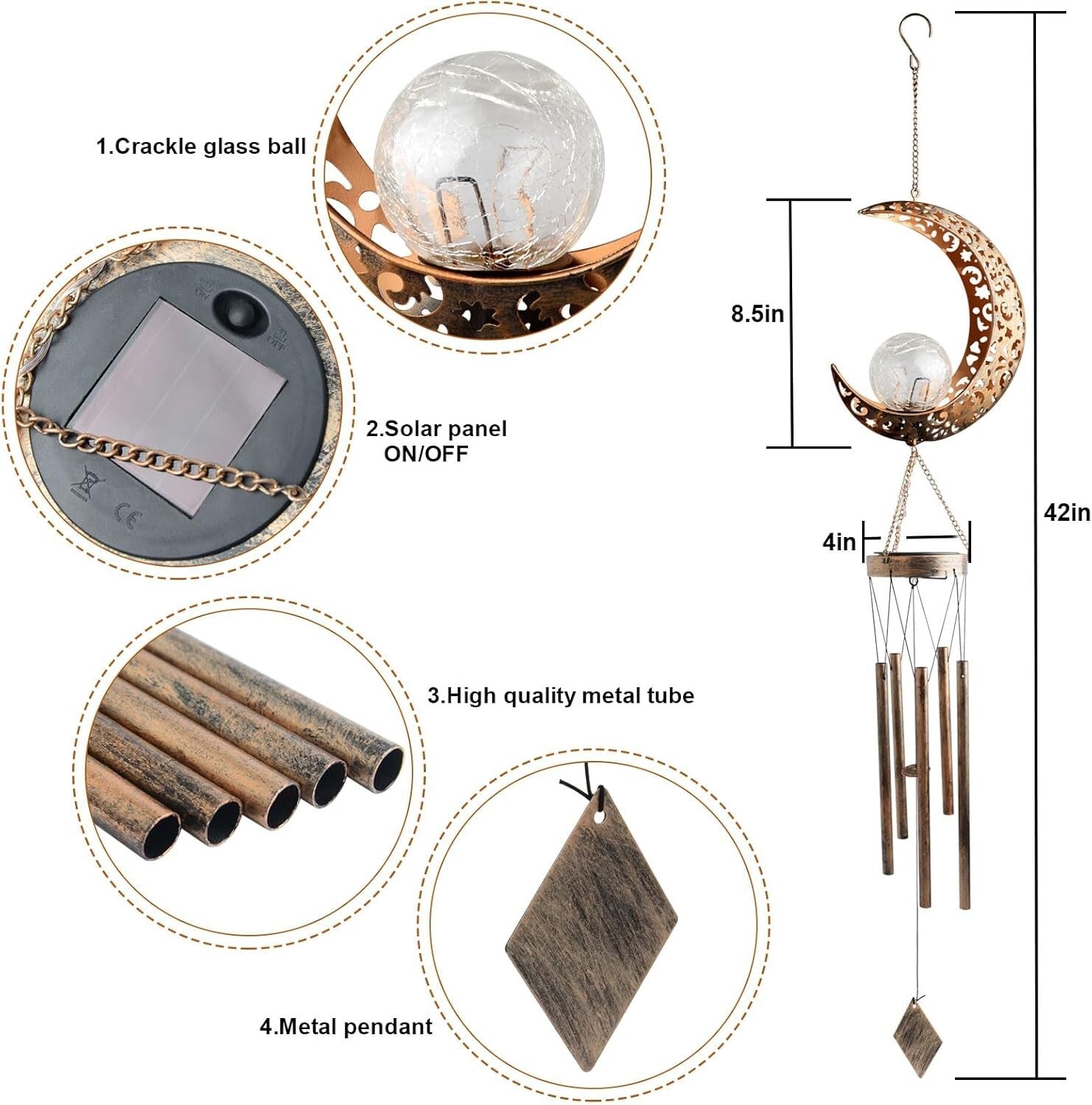 Enchanting Solar Moon Wind Chimes: Perfect Gift for Mother's Day & All Occasions