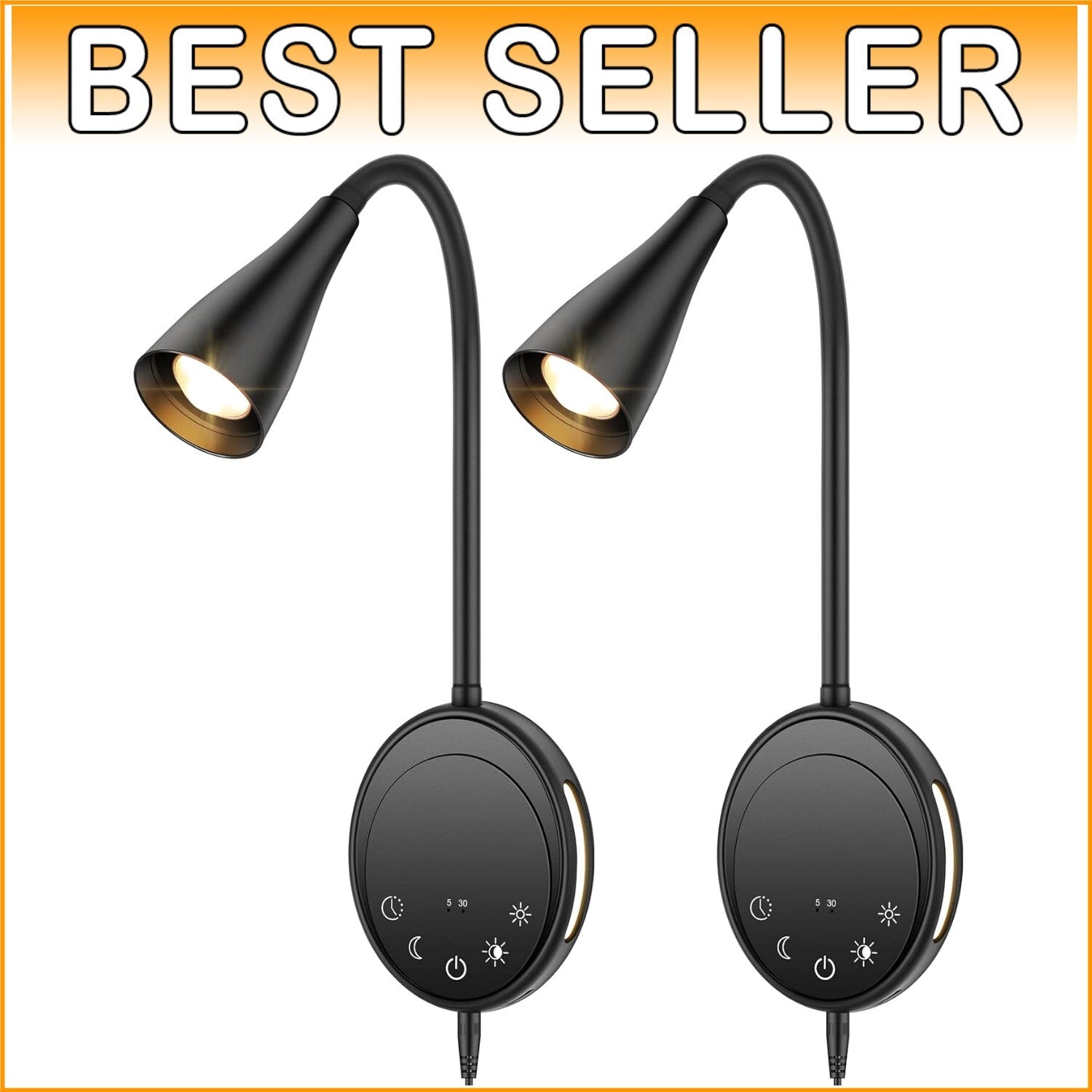 5-Level Dimmable LED Wall Sconce with Flexible Gooseneck & Night Light Feature