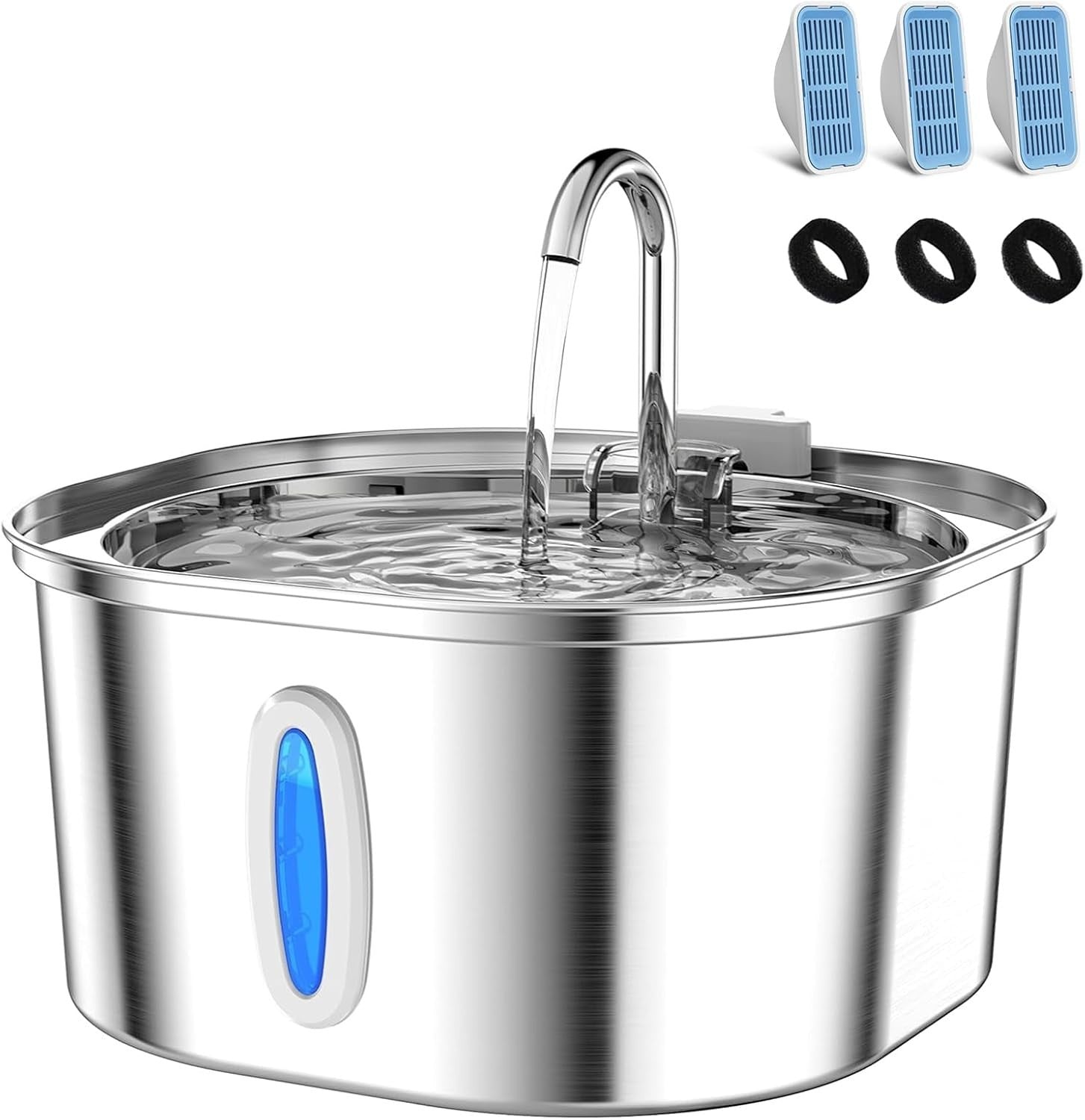 3.2L Stainless Steel Cat Water Fountain with Double Filtration - Quiet & Durable