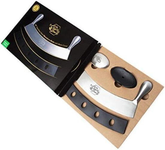 Ergonomic 12" Mezzaluna Knife & Protective Cover - Ideal for Chopping & Dicing