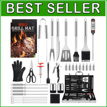 Load image into Gallery viewer, Deluxe 34-Piece Outdoor Grill Tool Set with Aluminum Case - Ideal for Gifting