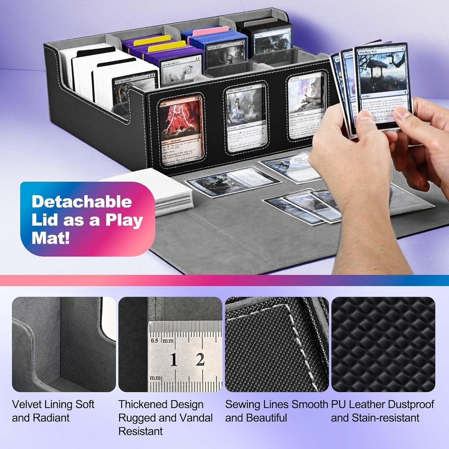 Durable Trading Card Case with Removable Lid and 24 Dividers - Perfect for MTG