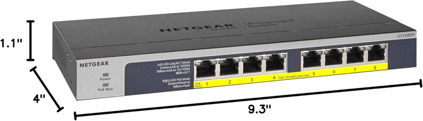 Versatile 8-Port Ethernet PoE Switch with Lifetime Protection - Silent Operation