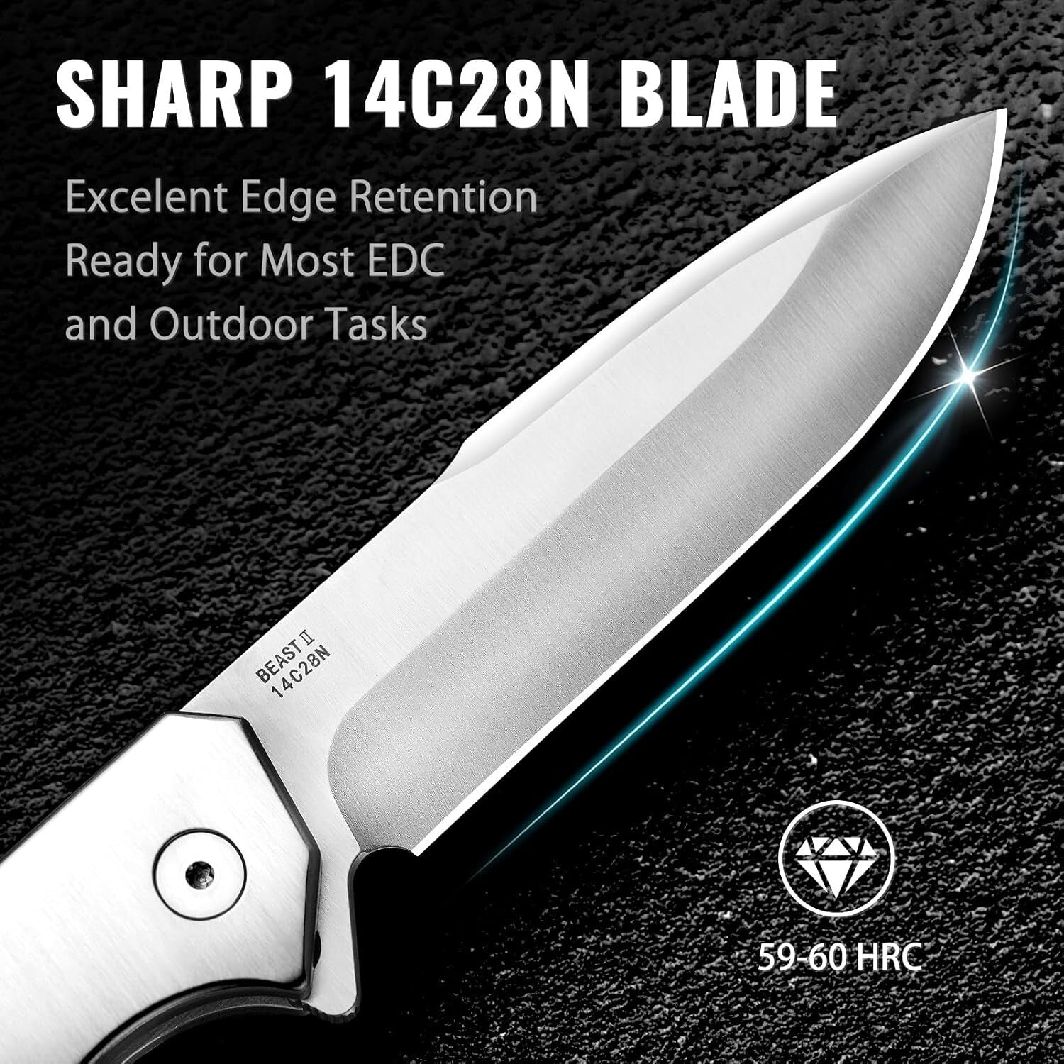 Versatile EDC Knife with 3.48'' Blade & Reversible Clip - Ideal for Outdoor Use