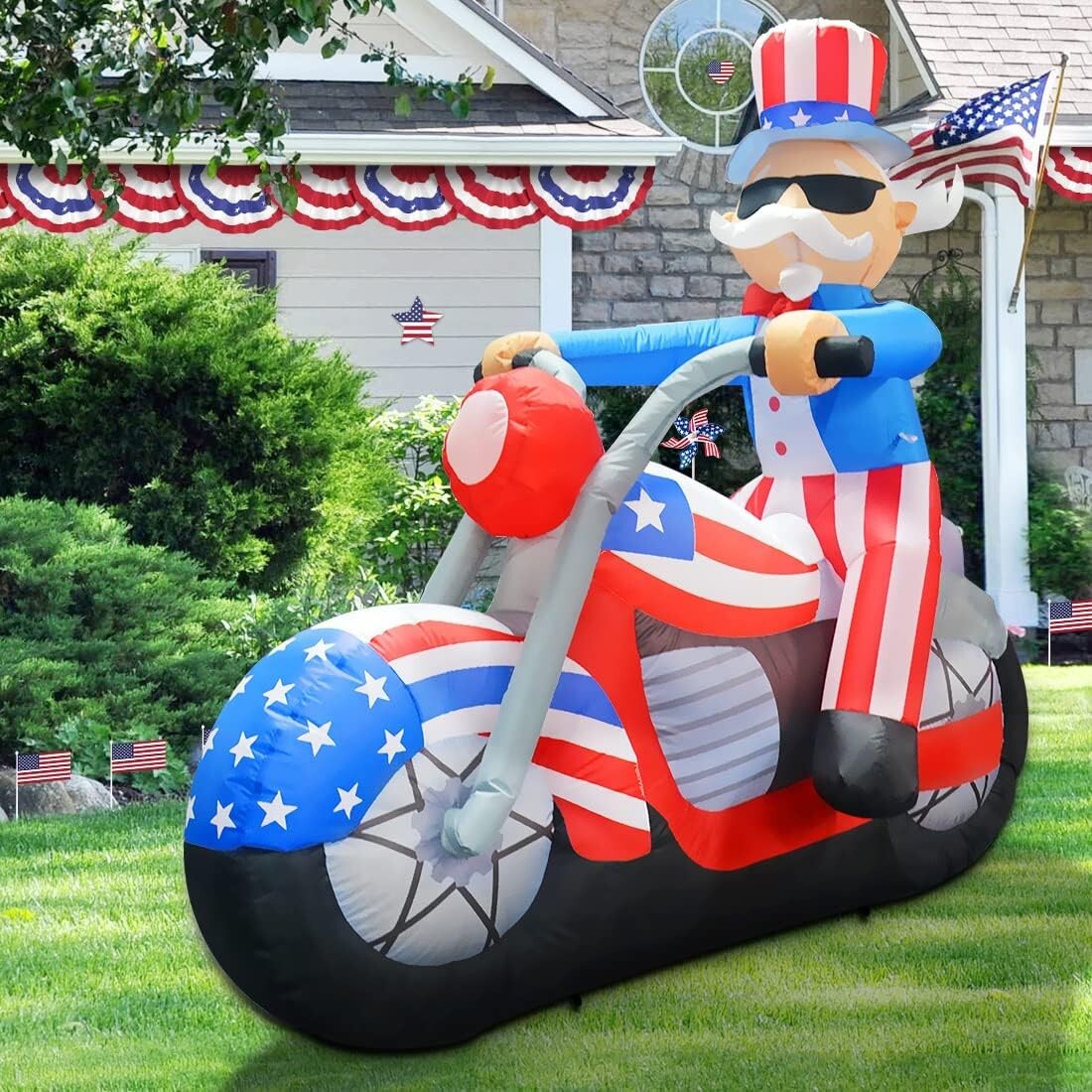 Bright 6FT Patriotic Uncle Sam Inflatable with Fast Setup & Weatherproof Design