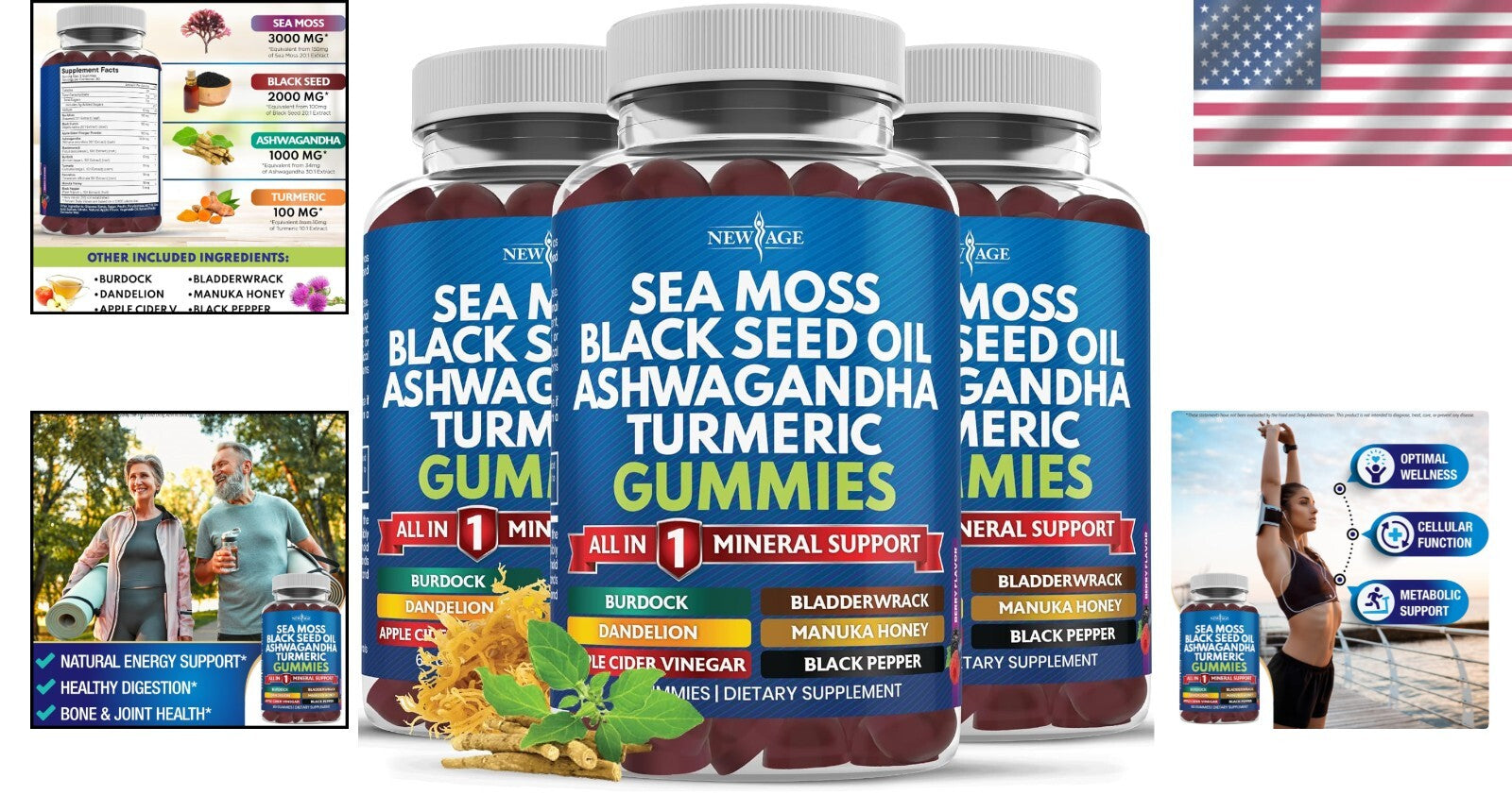 10-in-1 Sea Moss Gummies with Ashwagandha & Black Seed for Overall Vitality