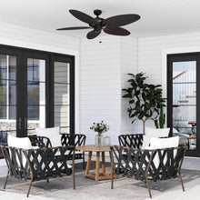 Load image into Gallery viewer, Energy Efficient 52-Inch Damp Rated Ceiling Fan with Hand-Carved Tropical Blades