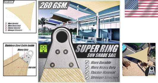 Premium 260 GSM Triangle Sun Shade Sail with Reinforced Corners - UV Resistant