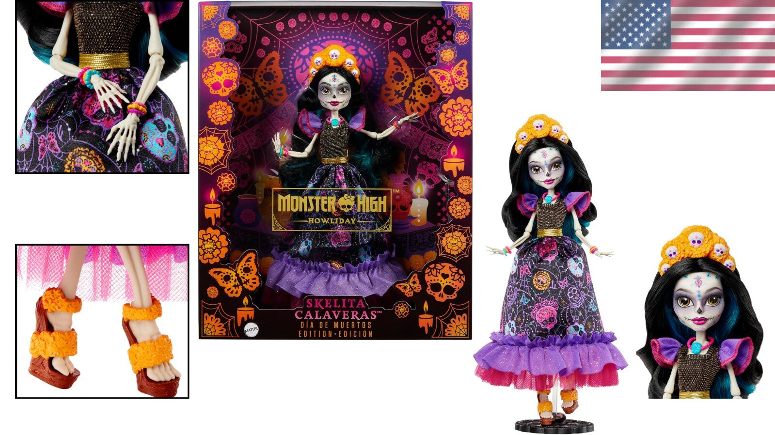 Dia De Muertos Skelita Calaveras Doll - Articulated Fashion Icon for Collectors