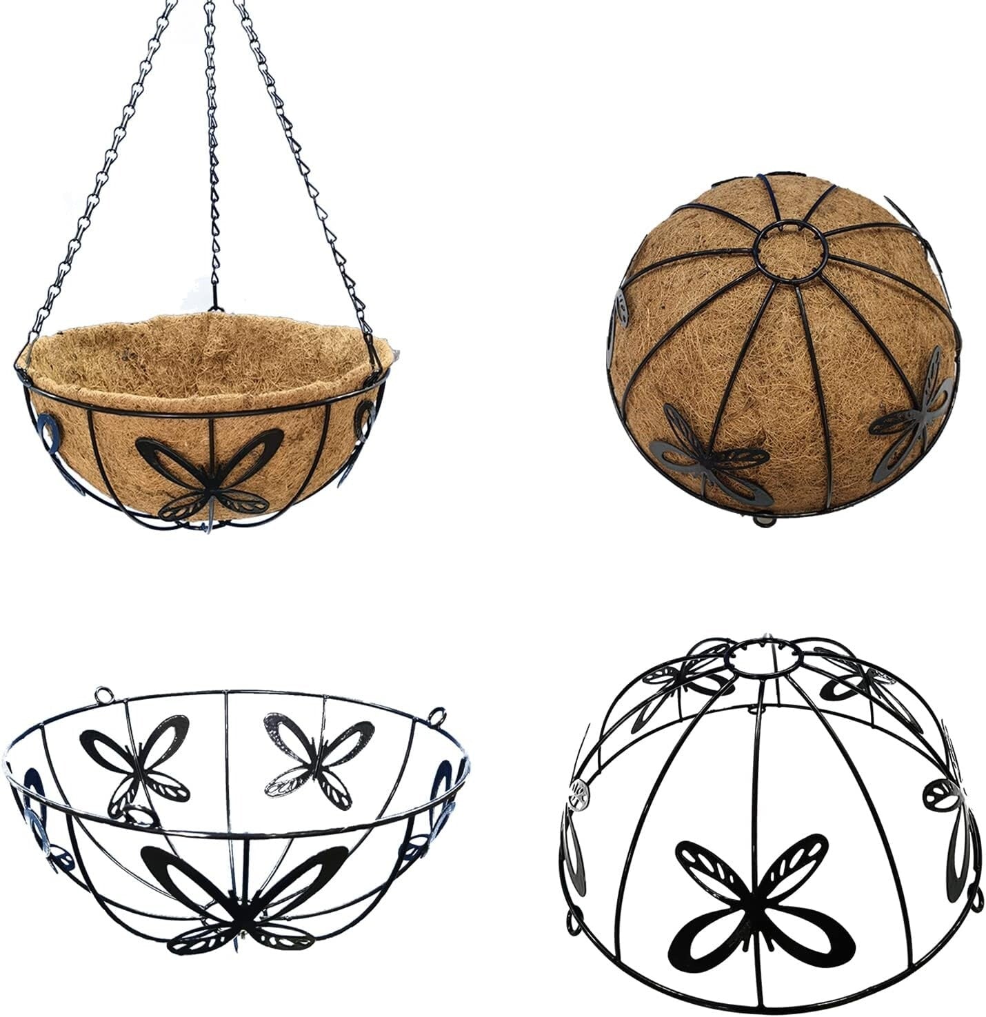 Classic 14-Inch Outdoor Hanging Baskets - Durable Design with Coco Fiber Liners