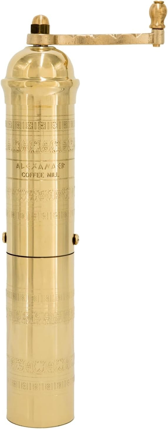 10.5-Inch Brass Greek Coffee Mill - Efficient Manual Grinder for Coffee Lovers