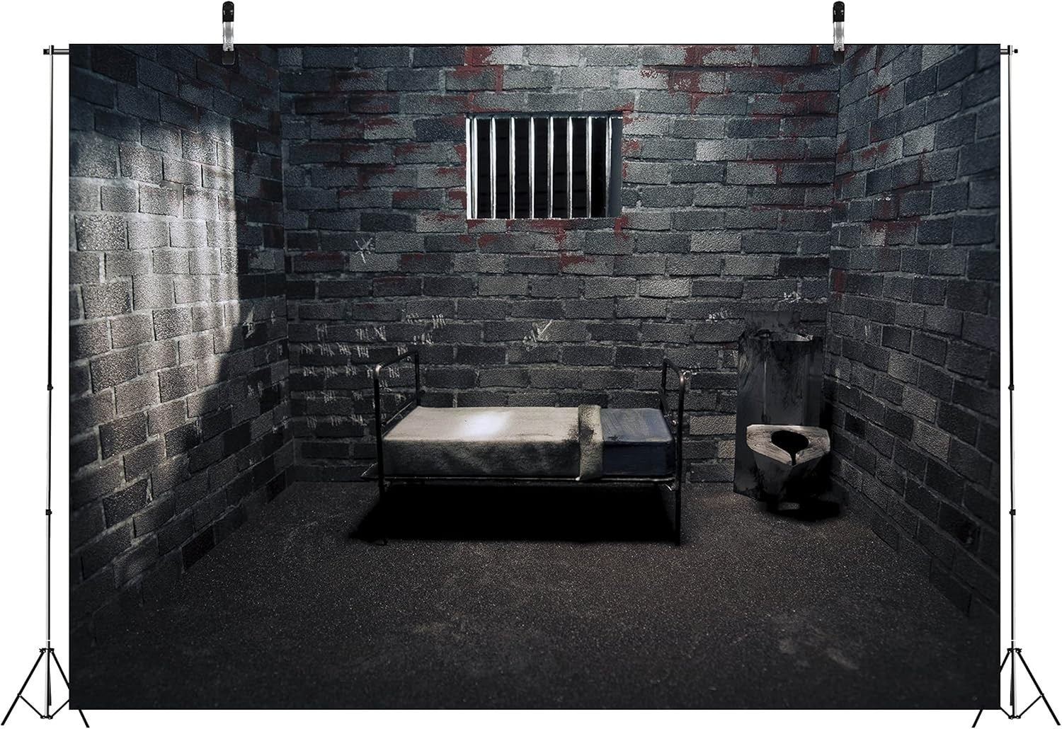 10x8ft Prison Cell Backdrop - High-Resolution Murder Mystery Photography Prop