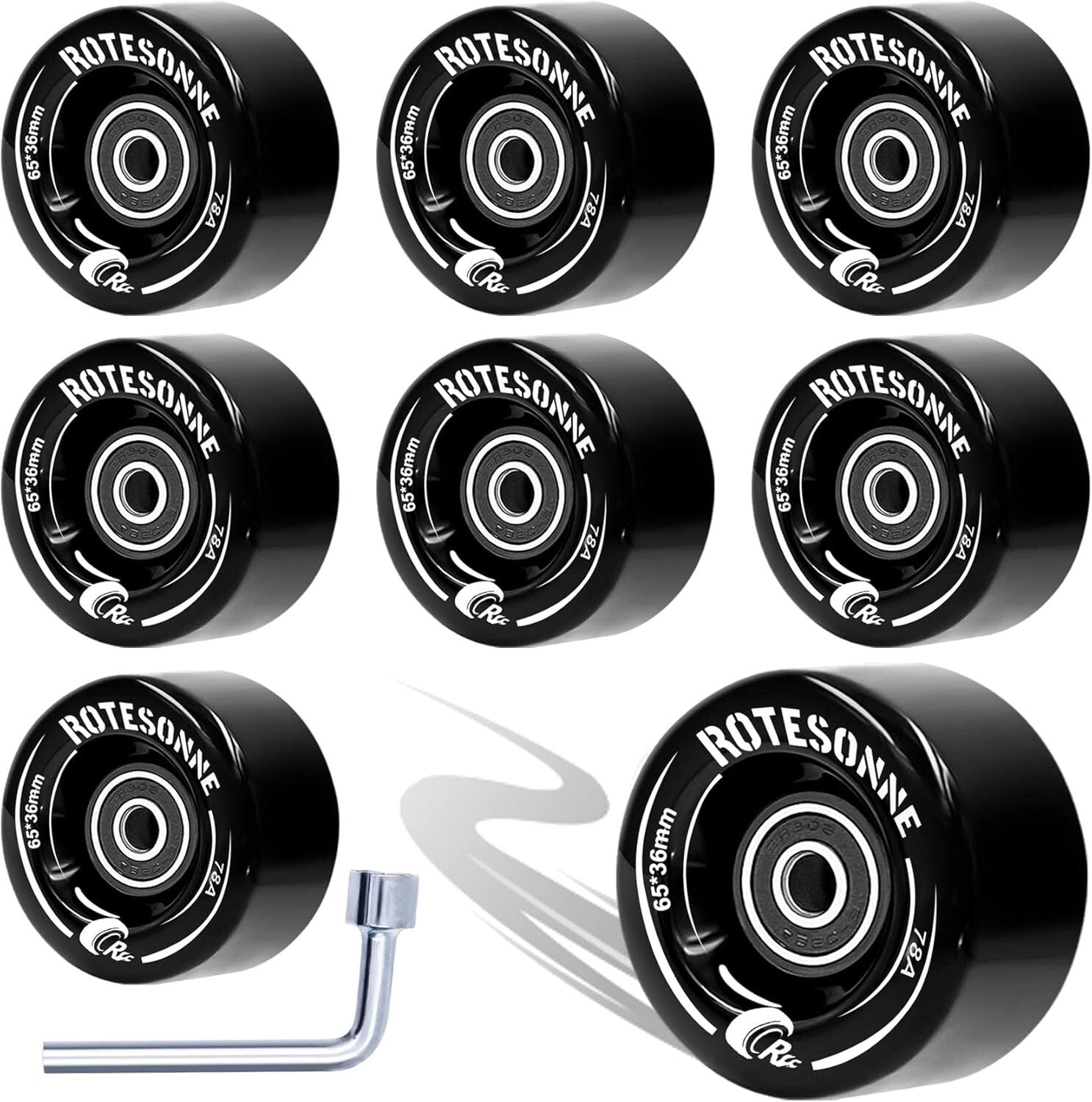 Enhanced 65mm Roller Skate Wheels with Shock Absorption and Bearings Included