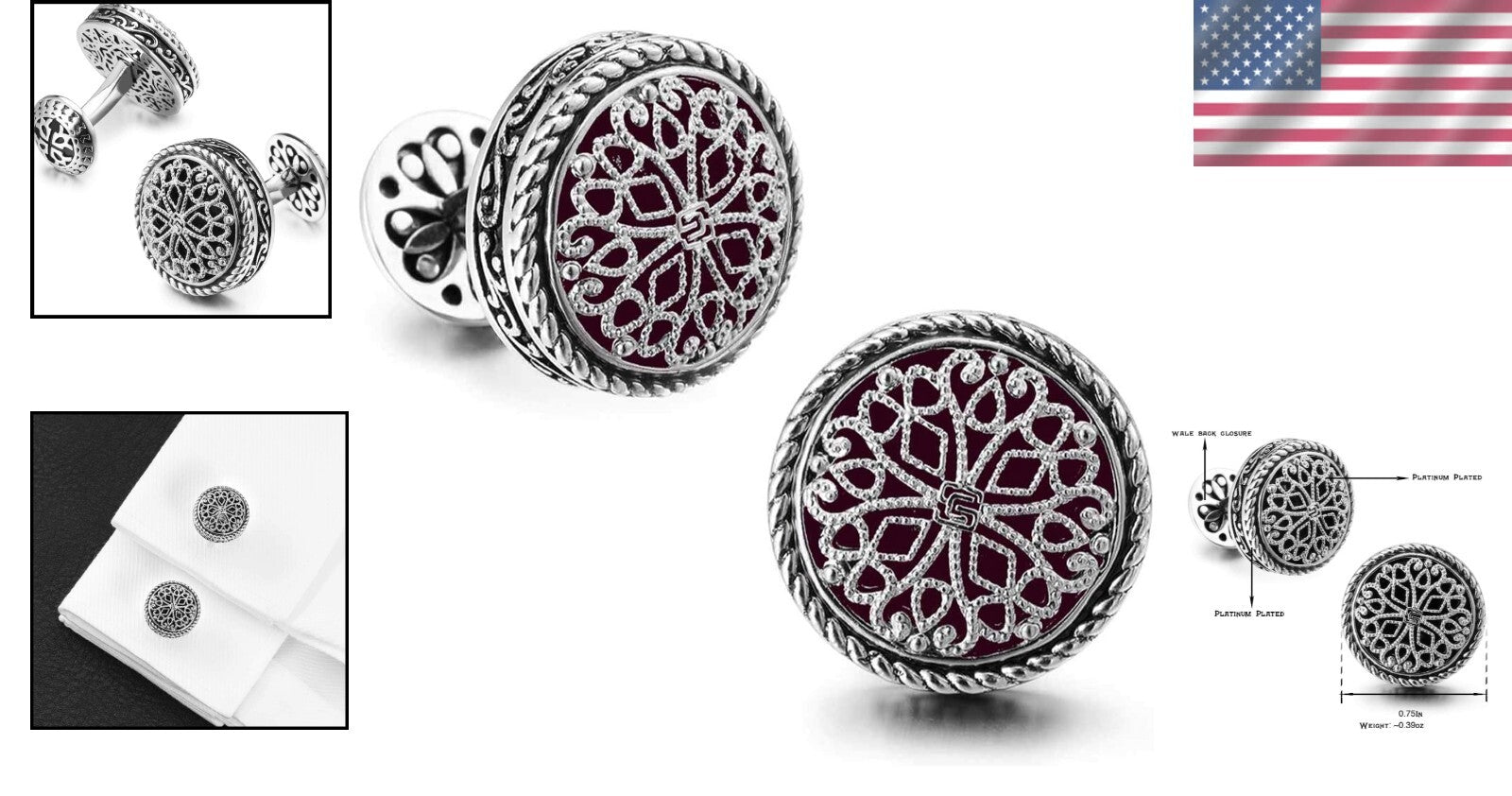 Deluxe Men's Cuff Links in 18K Gold Finish - Chic Accessory for Formal Events