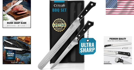 Artisan BBQ Knife Set – Razor-Sharp 12" Slicing Knife & 6" Boning Knife Gift Set