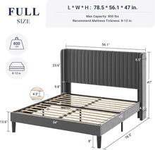 Load image into Gallery viewer, Modern Upholstered Platform Bed with Squeak-Resistant Wooden Slats - Full Size