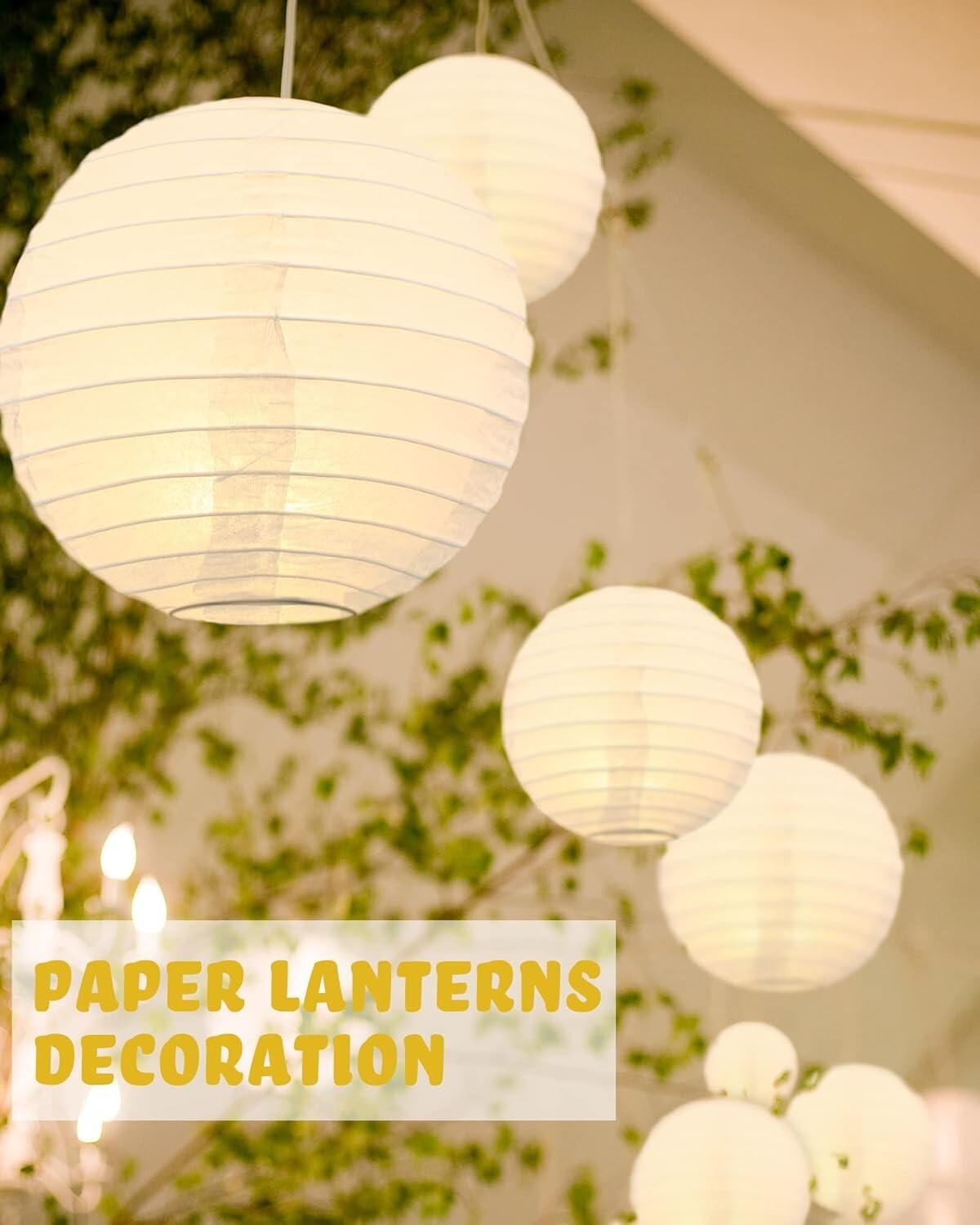 Customizable Round White Paper Lanterns - 80 Pcs for Weddings & Celebrations