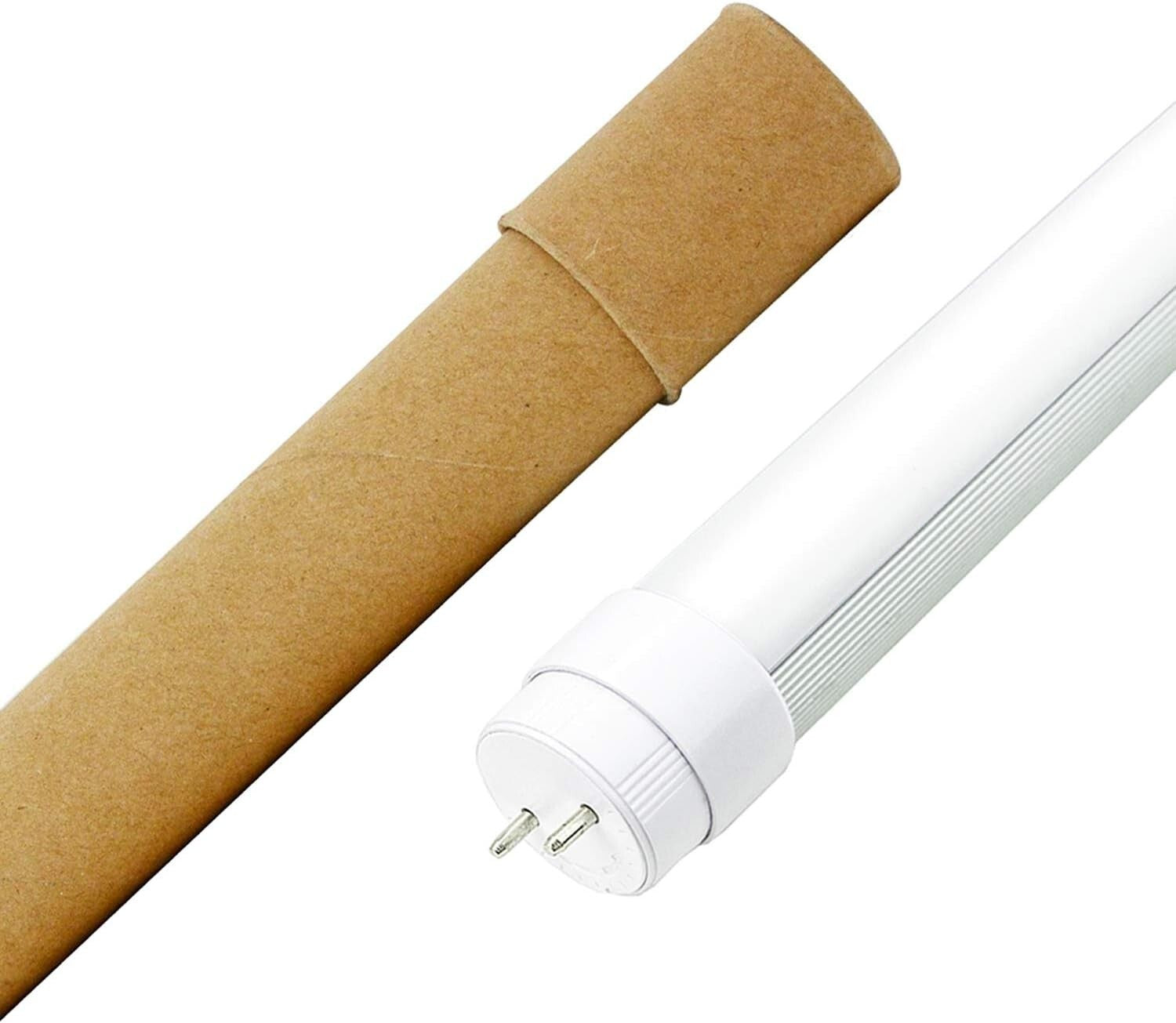 Double-End Input T8 LED Tube Light - 5000K Bright Daylight, 2-Pack, Easy Install