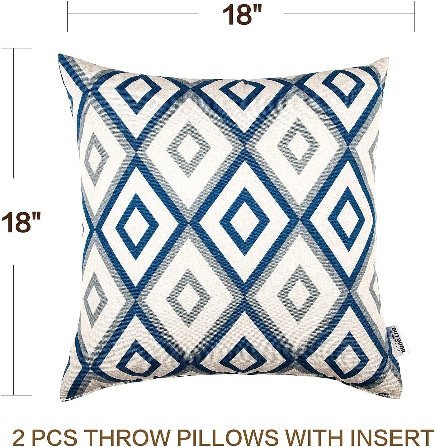 Durable Outdoor Pillows 18x18 - Waterproof and Machine Washable Set of 2