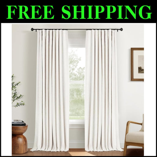 100% Blackout Curtains for Bedroom - 80 Inch Beige Thermal Insulated Drapes